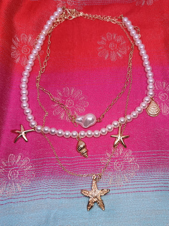 NECKLACE SET B - Pearl & Starfish Statement Set