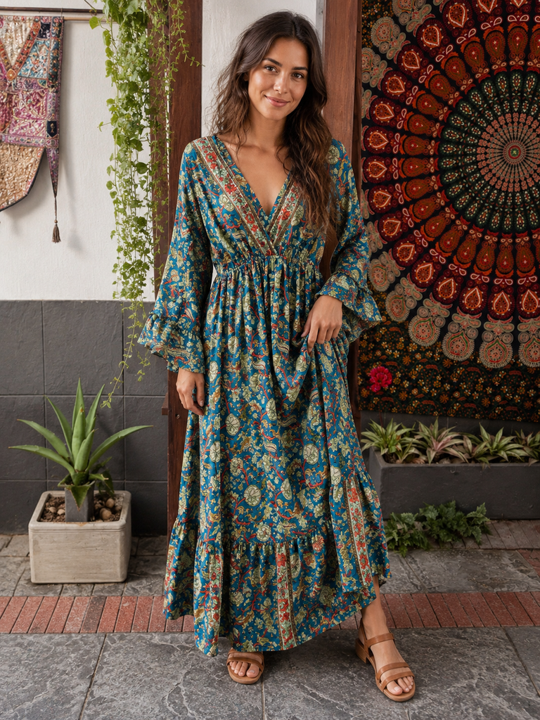 Sunmoon Long-Sleeve Flouncy Dress
