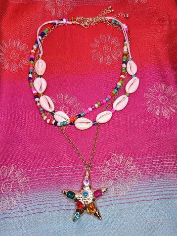 NECKLACE SET C - Cowrie & Colour Pop