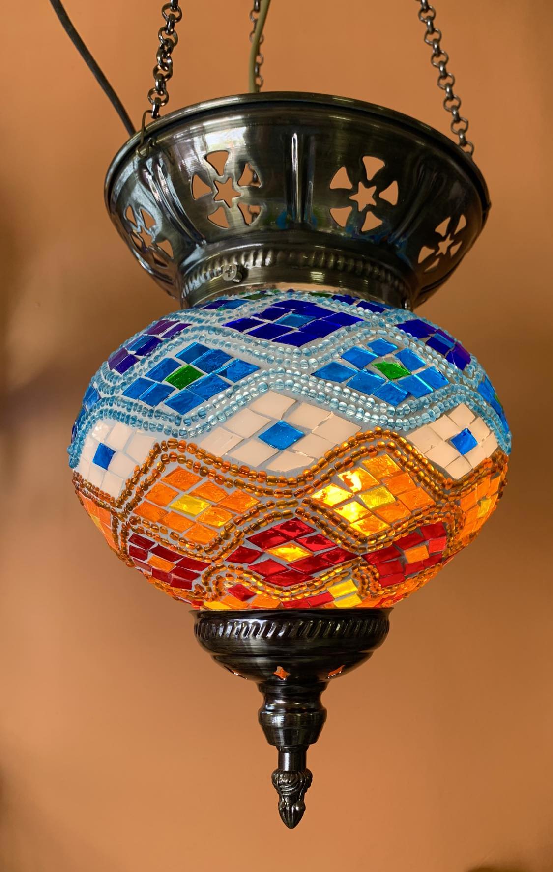 Turkish Mosaic Hanging Lantern - Large