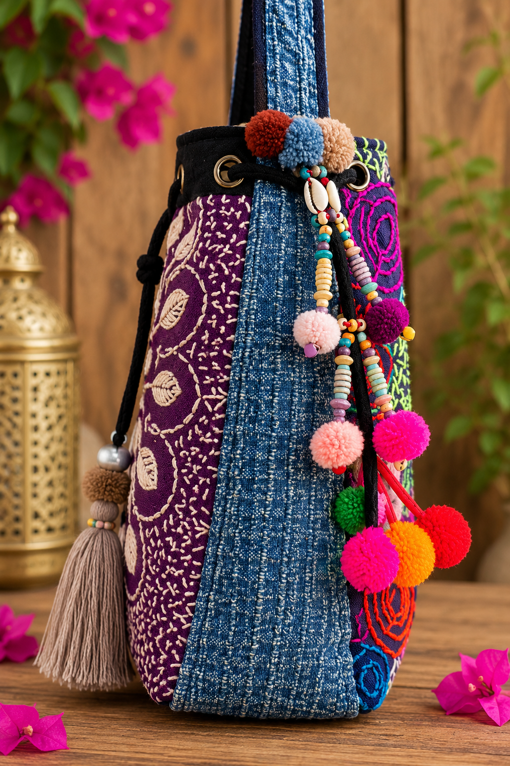 Bohemian Embroidered Bucket Bag