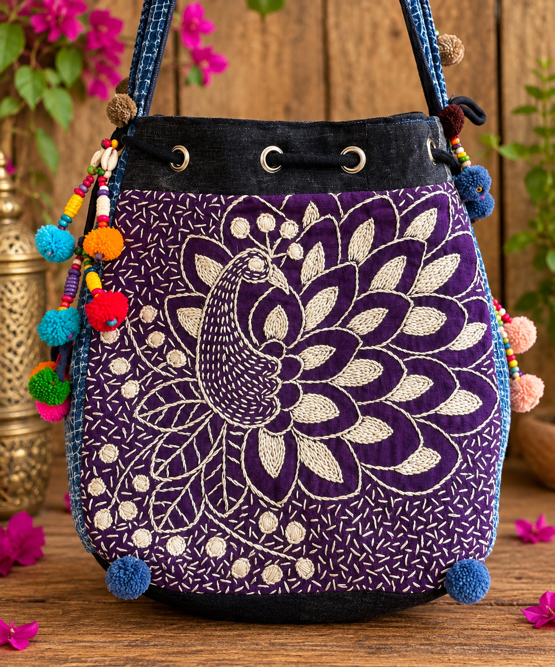 Bohemian Embroidered Bucket Bag