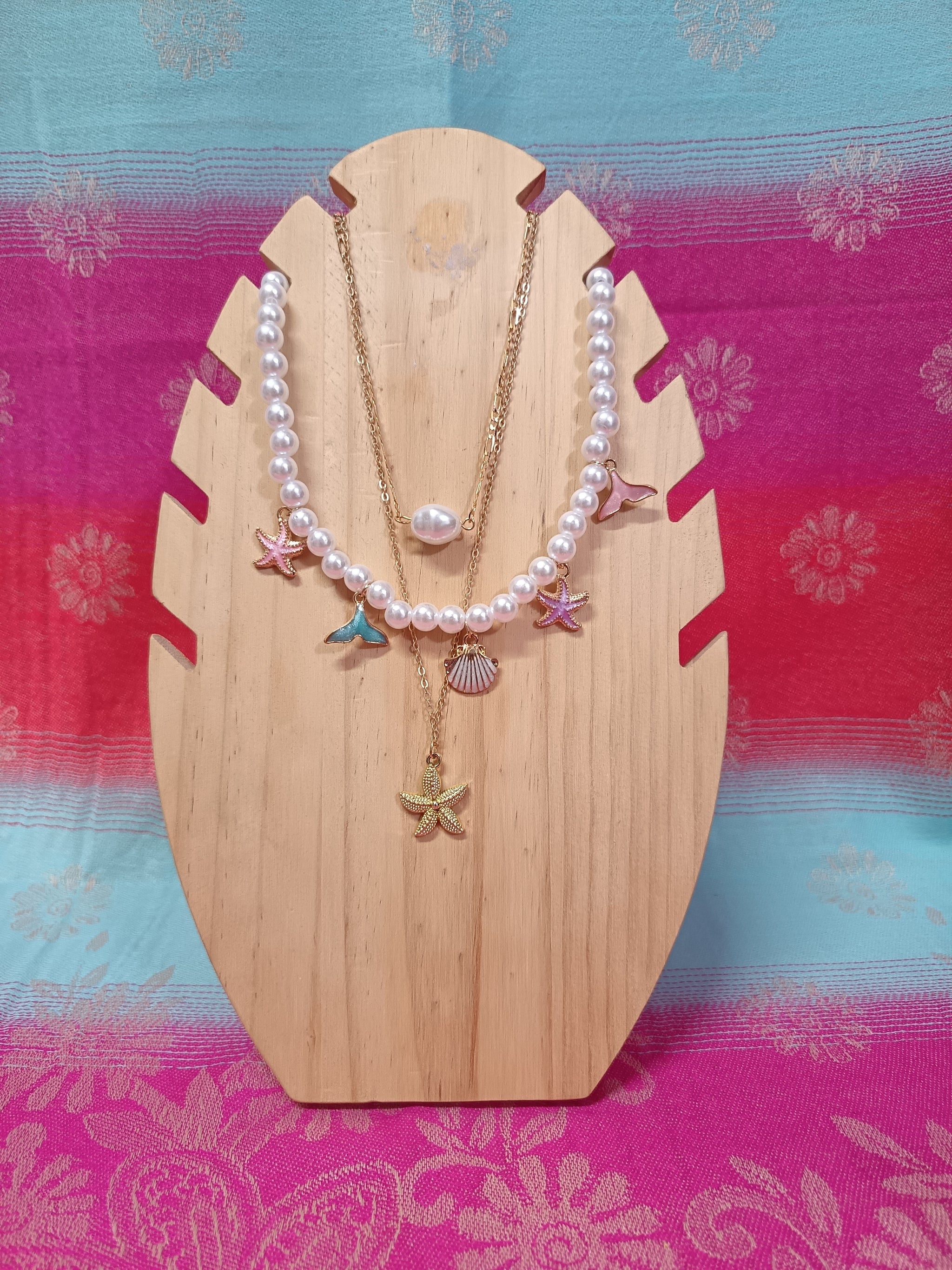 NECKLACE SET E - Pearl & Ocean Charm Set