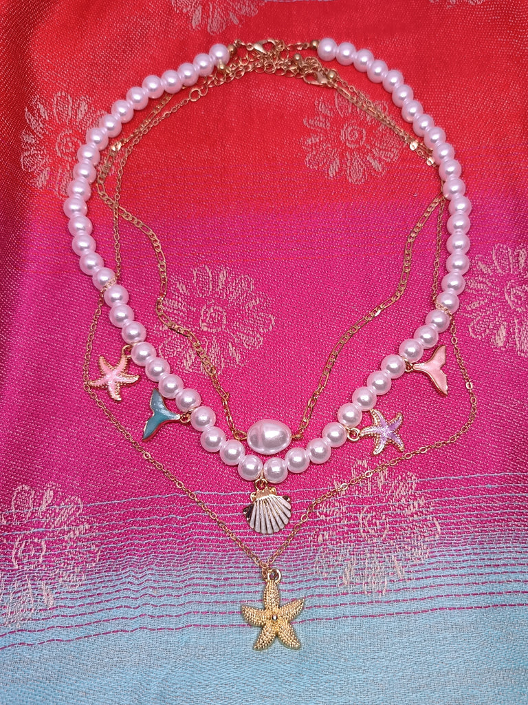 NECKLACE SET E - Pearl & Ocean Charm Set