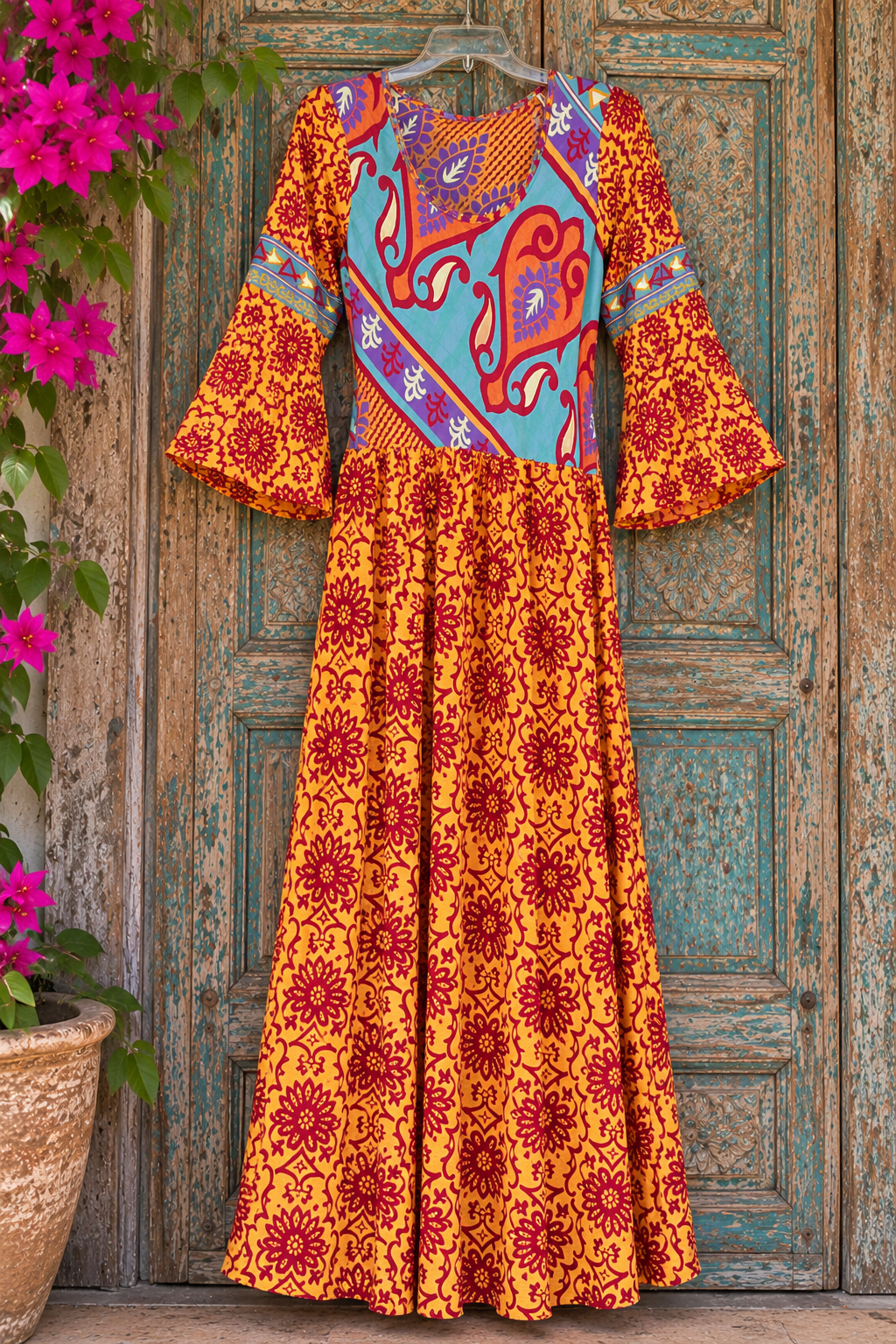 Wildflower Gypsy Recycled-Sari Maxi Dress
