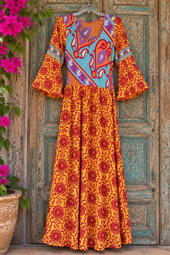 Wildflower Gypsy Recycled-Sari Maxi Dress