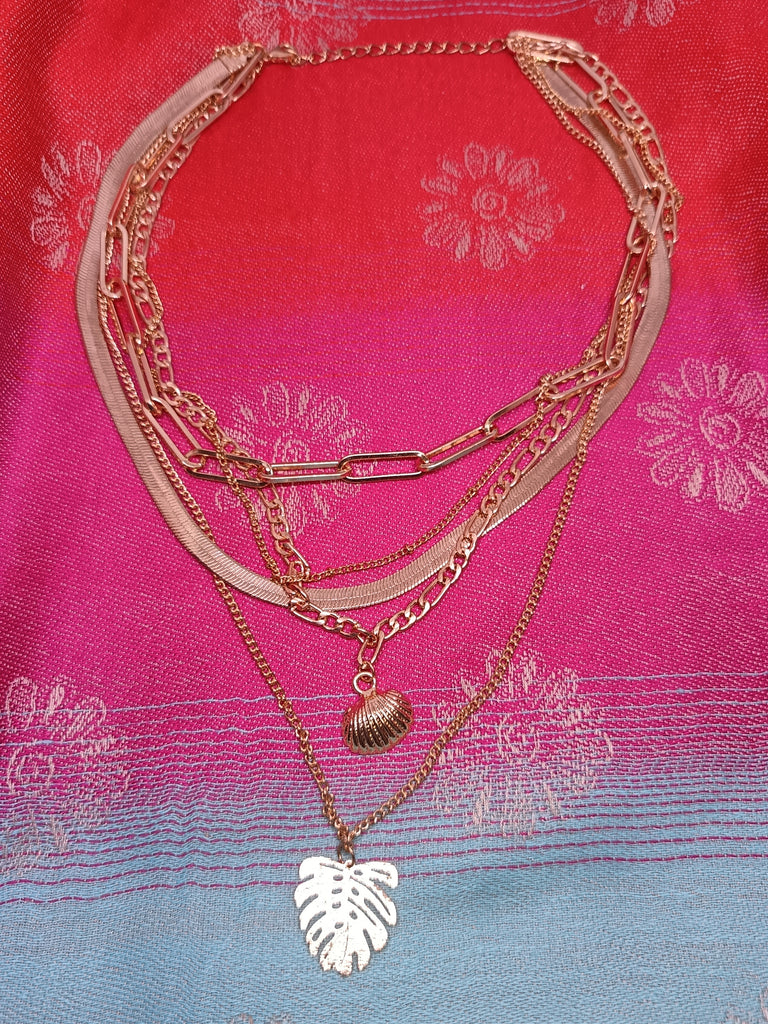 NECKLACE SET G  - Mixed Chain & Shell Pendant Set