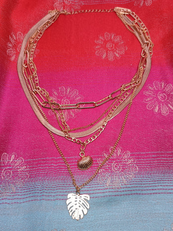 NECKLACE SET G  - Mixed Chain & Shell Pendant Set