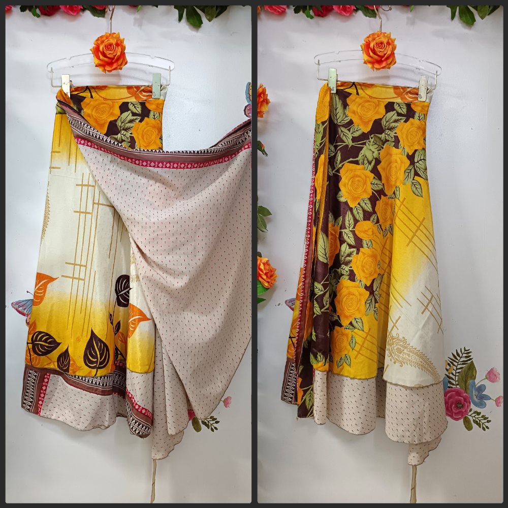 Upcycled Silk Reversible Wrap Skirt