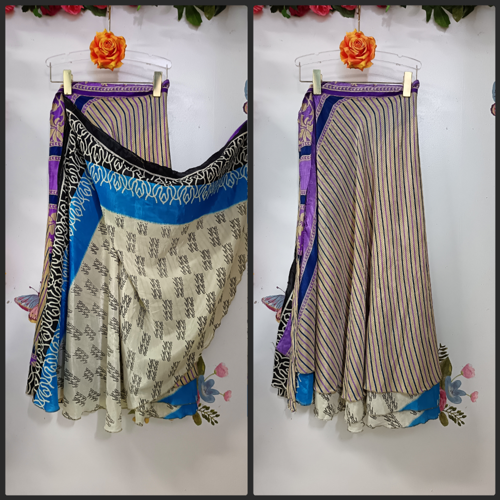 Upcycled Silk Reversible Wrap Skirt
