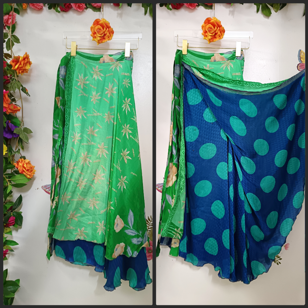 Upcycled Silk Reversible Wrap Skirt