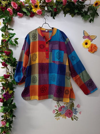 Rainbow Soul Patchwork Kurtha Shirt
