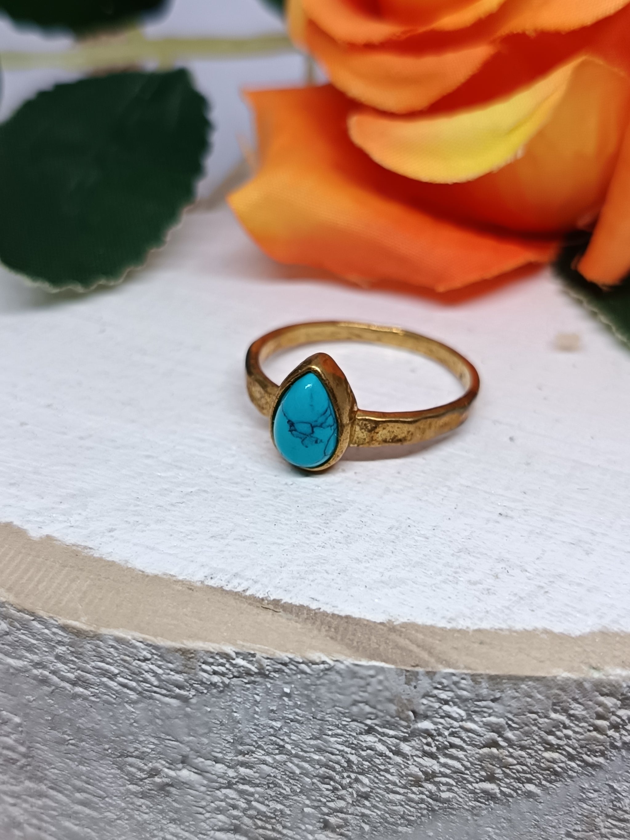 Simple Teardrop Gemstone Ring