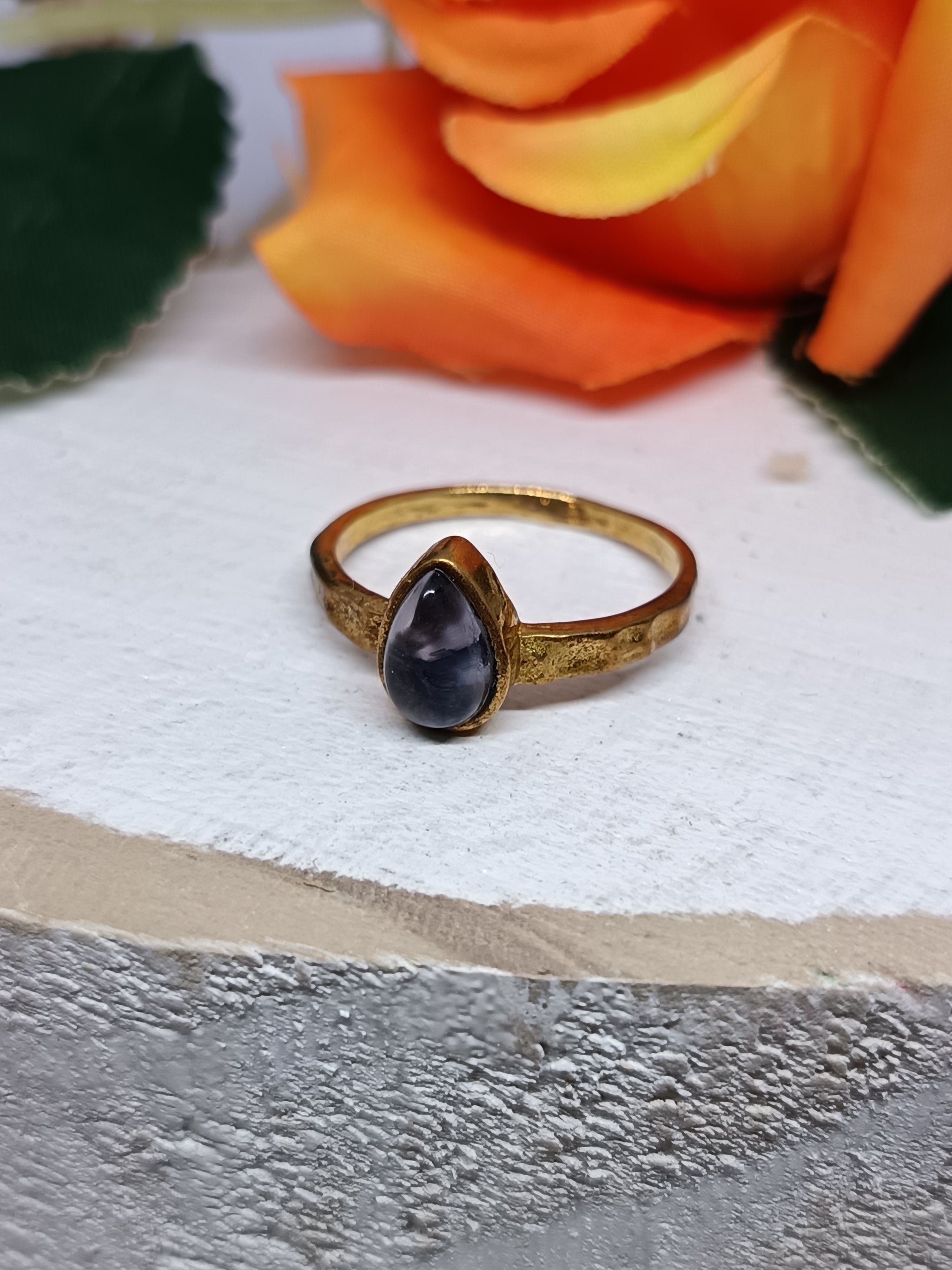 Simple Teardrop Gemstone Ring