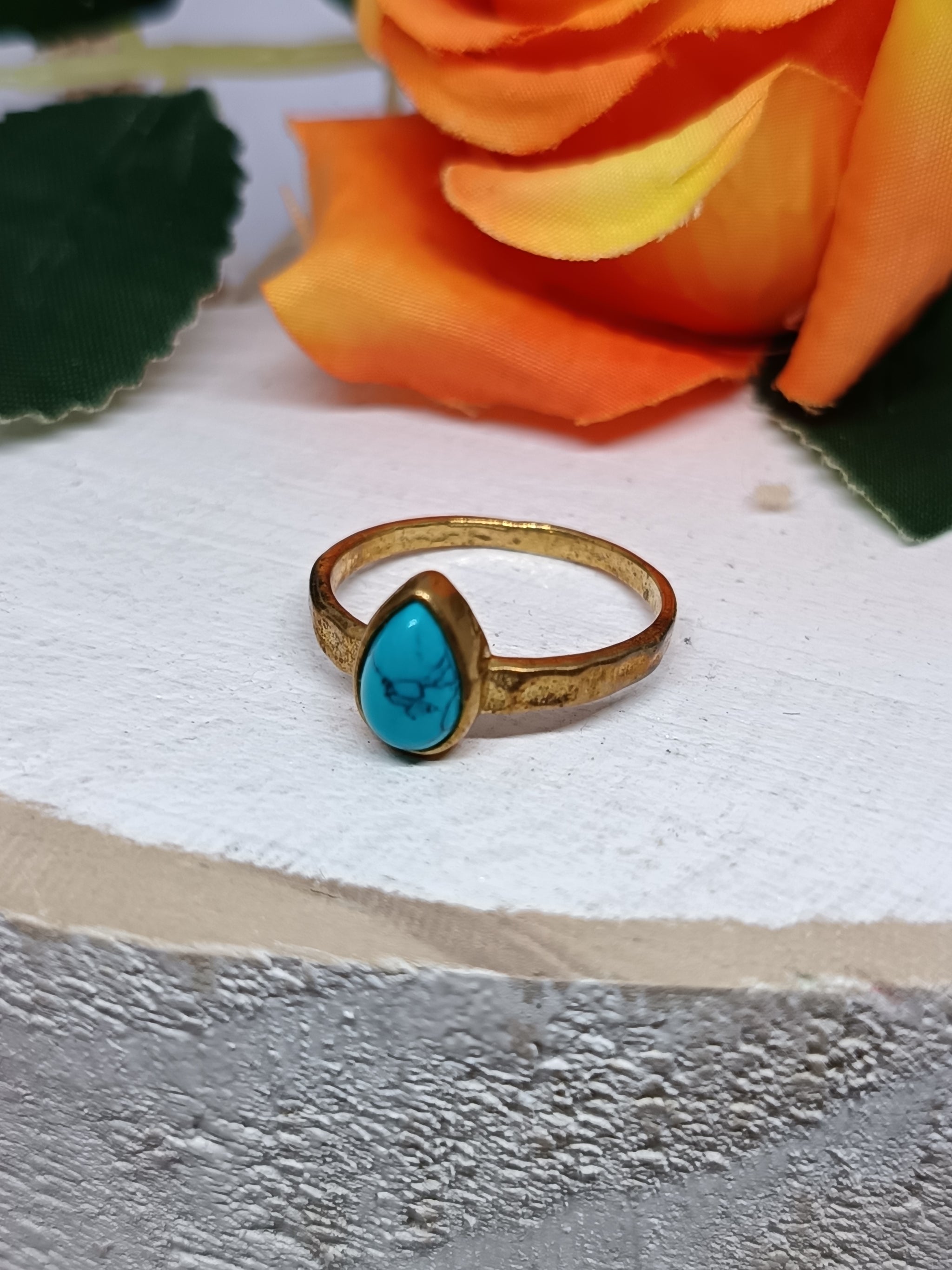 Simple Teardrop Gemstone Ring