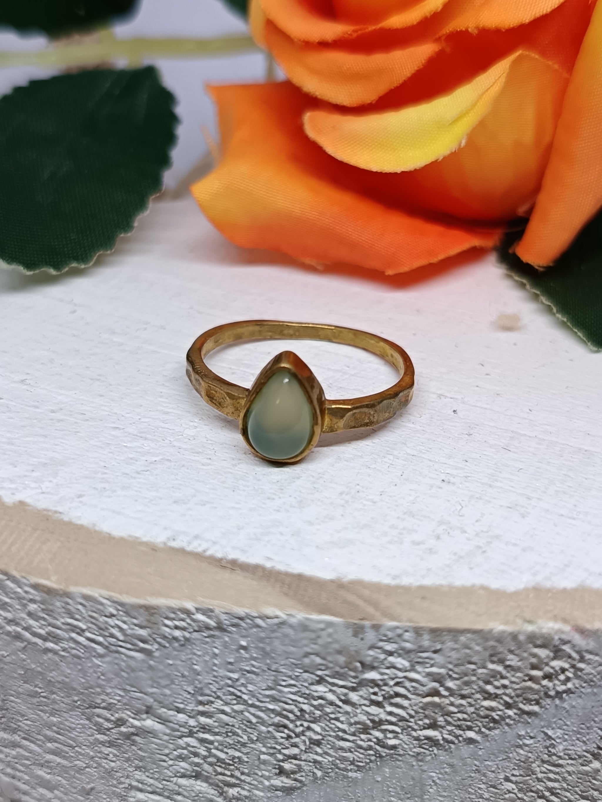 Simple Teardrop Gemstone Ring