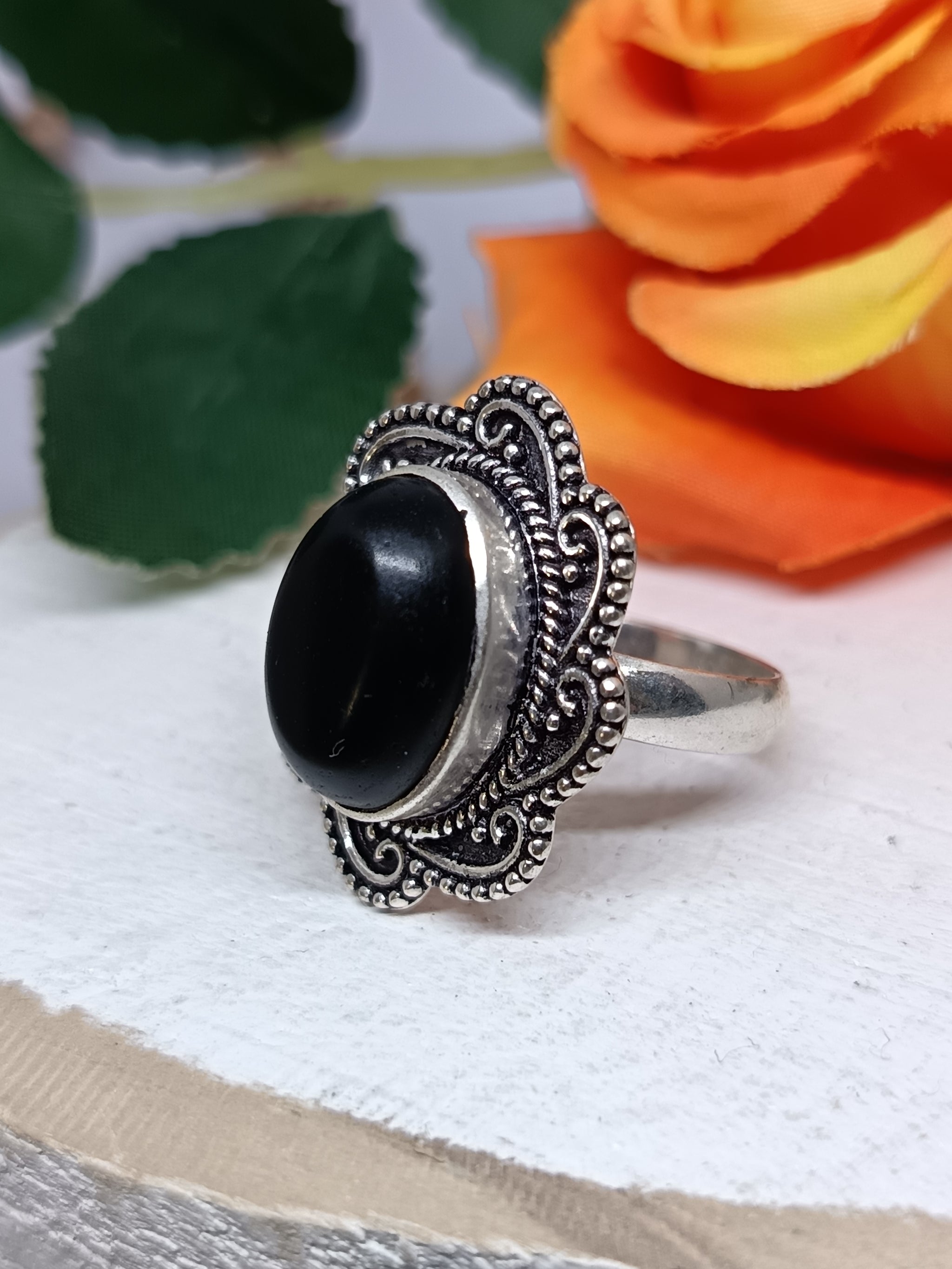 Silver Swirl Gemstone Ring
