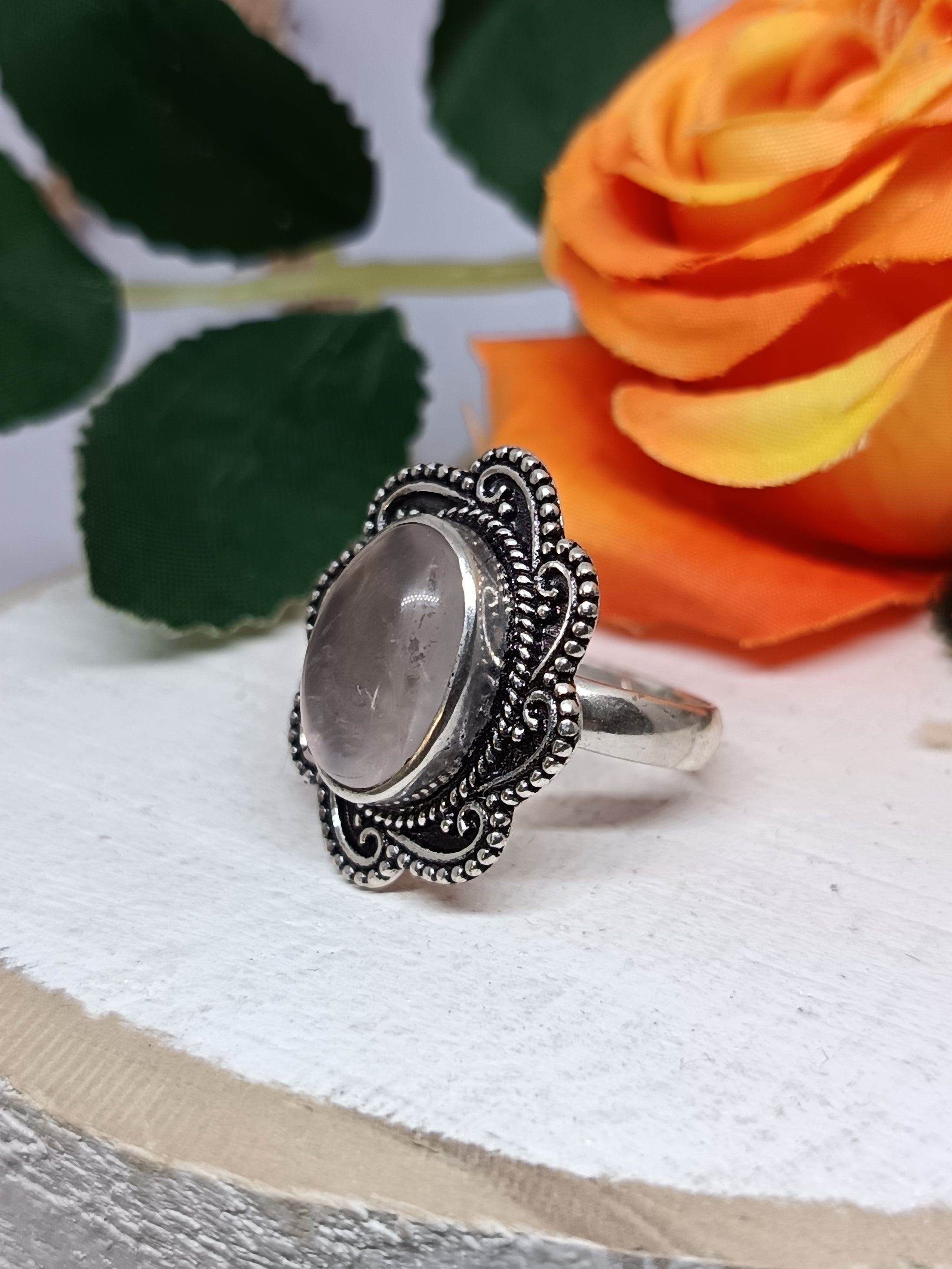 Silver Swirl Gemstone Ring