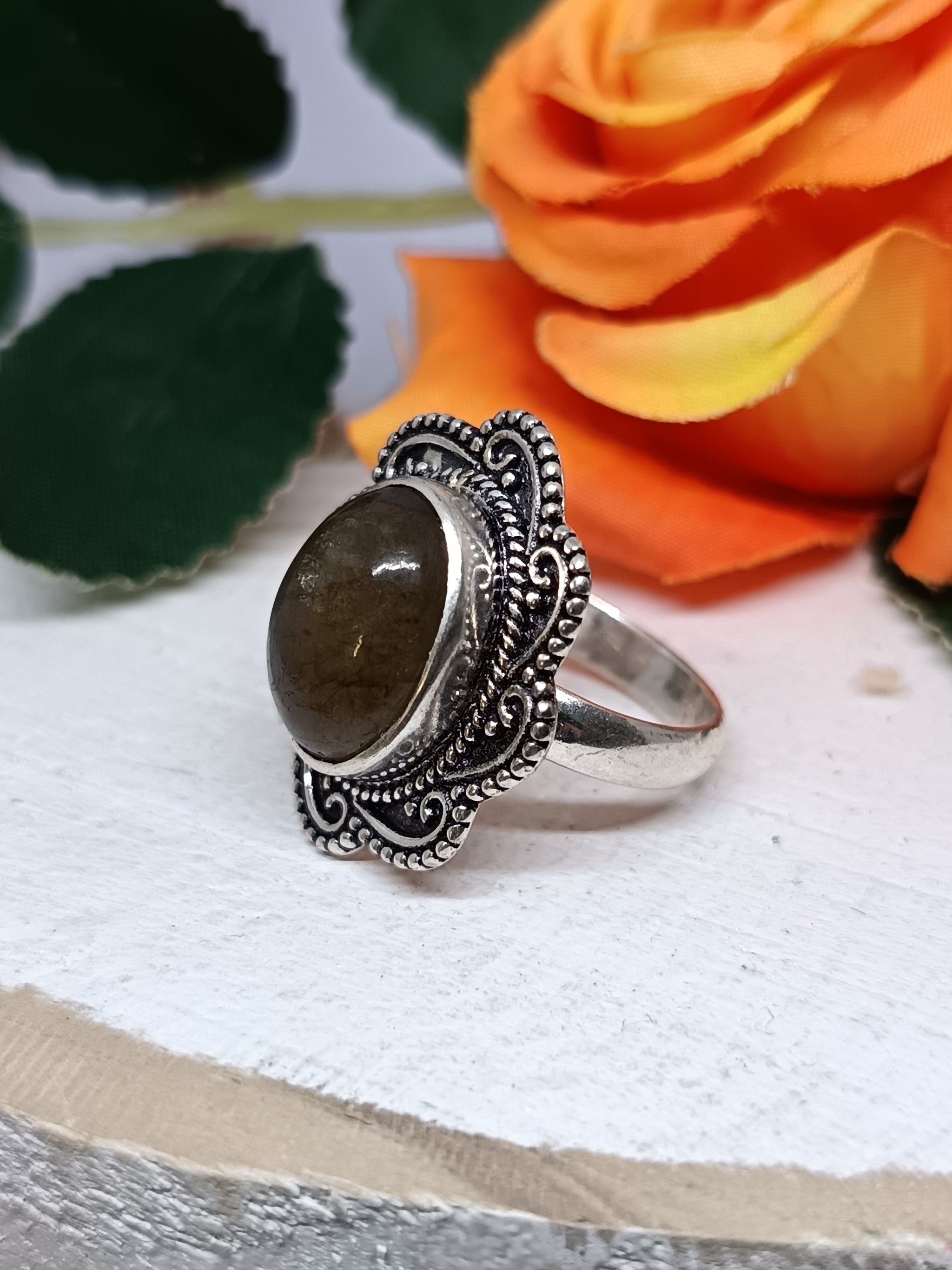 Silver Swirl Gemstone Ring