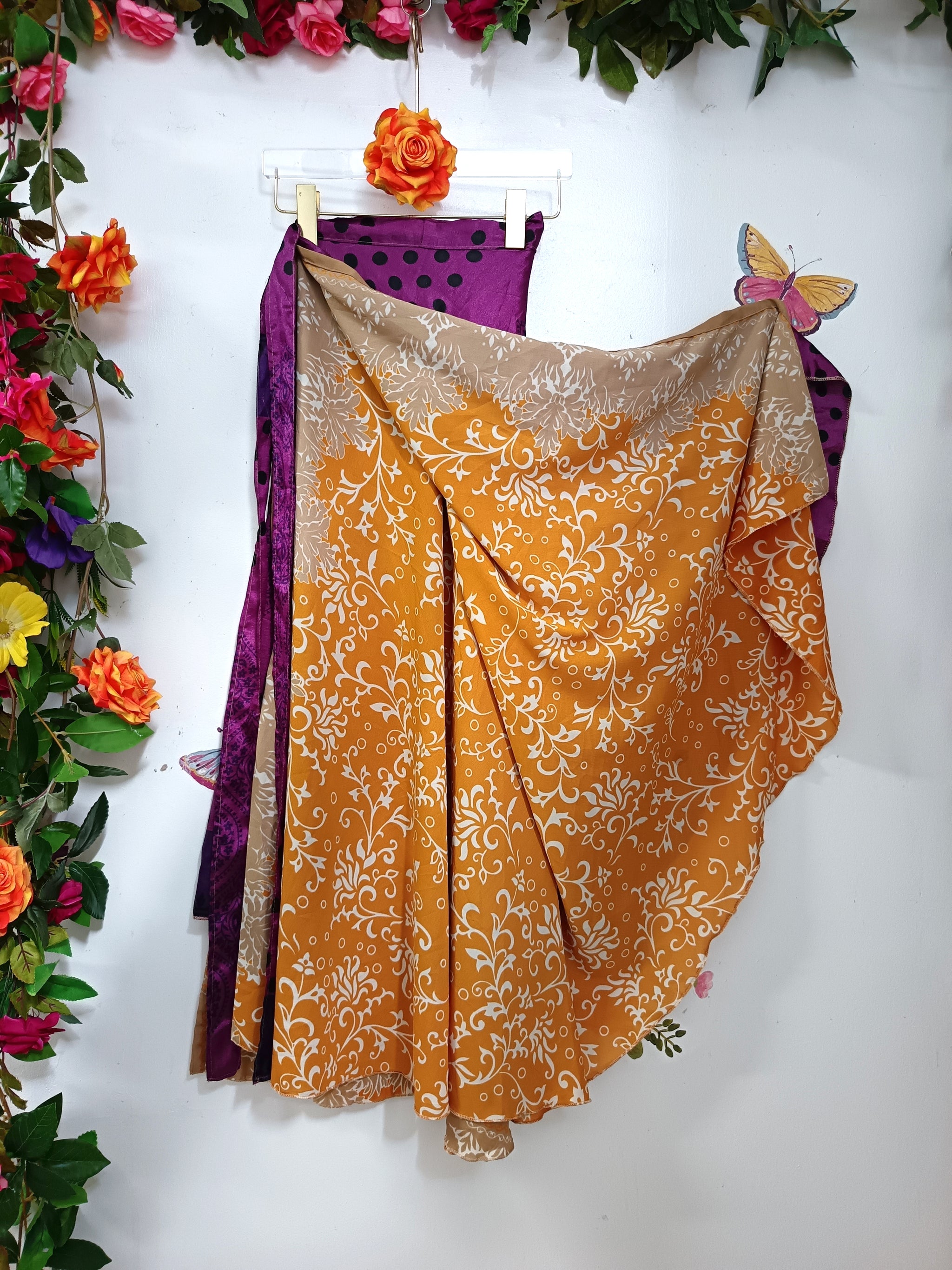 Upcycled Silk Reversible Wrap Skirt