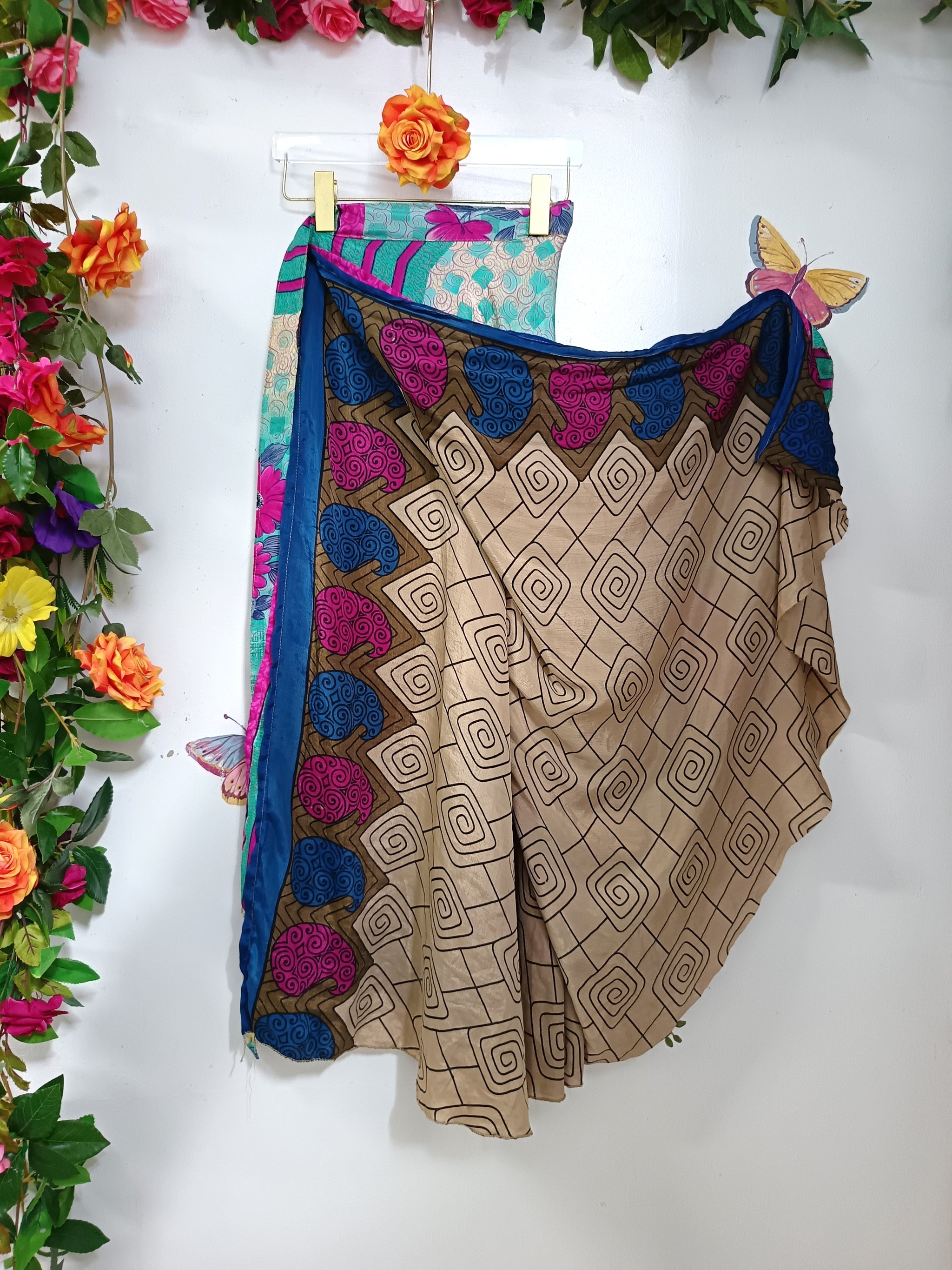 Upcycled Silk Reversible Wrap Skirt