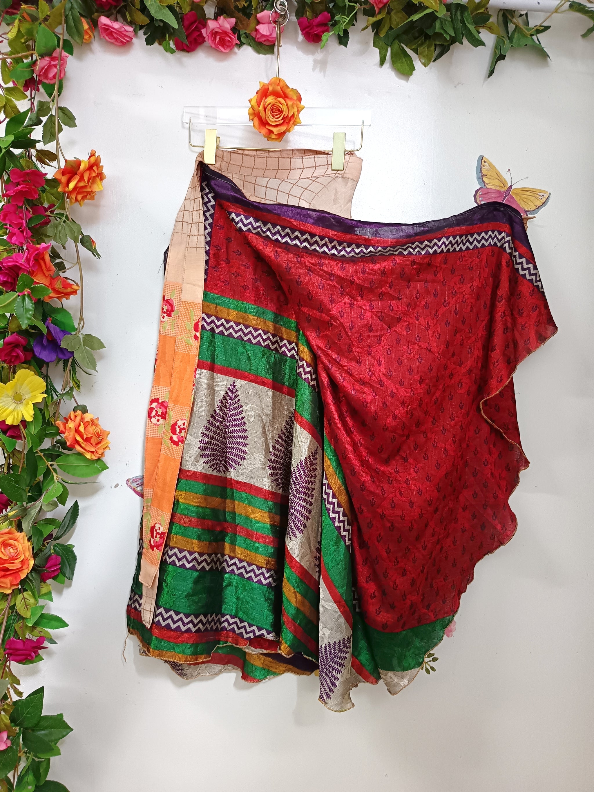 Upcycled Silk Reversible Wrap Skirt