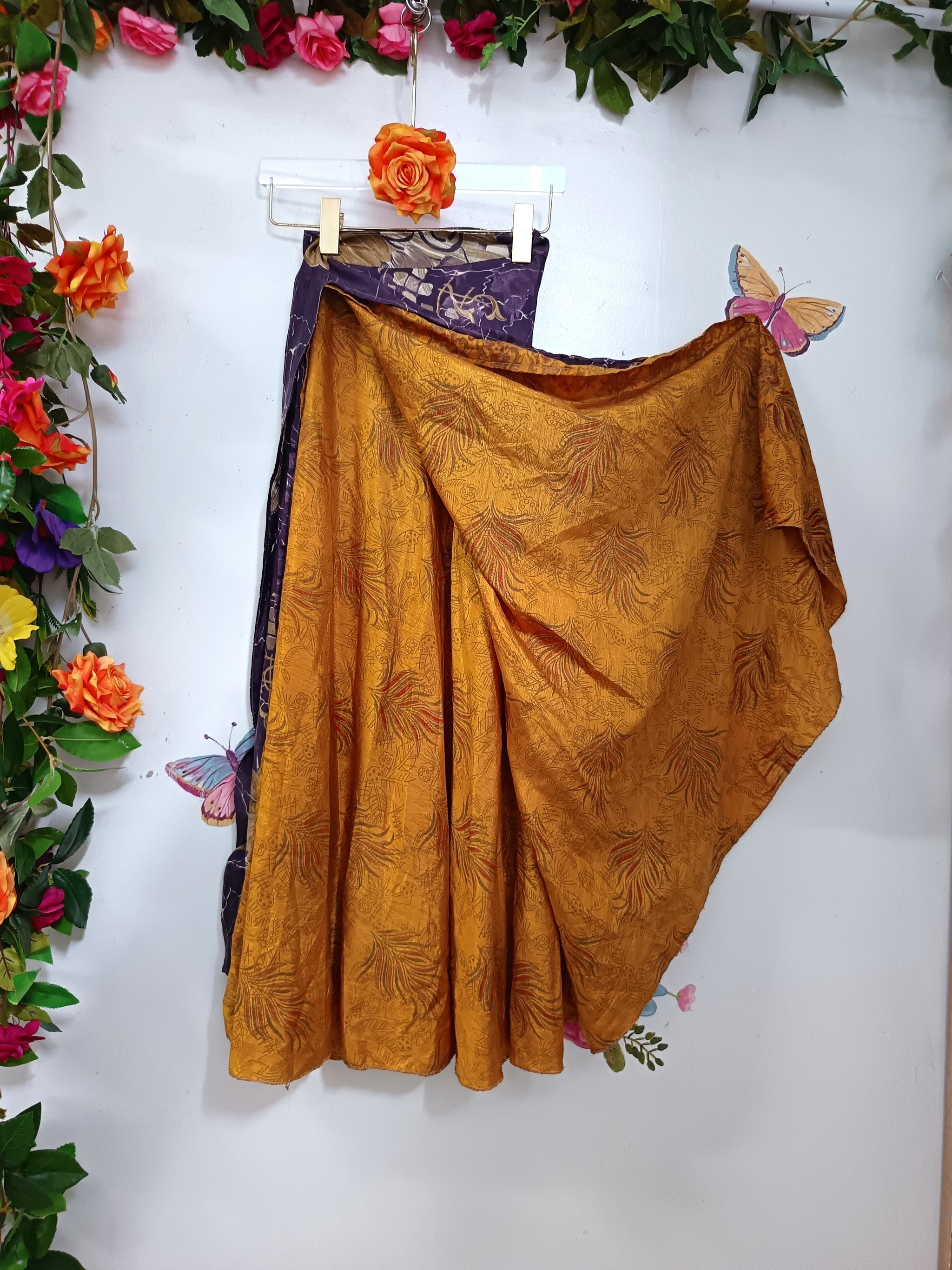 Upcycled Silk Reversible Wrap Skirt