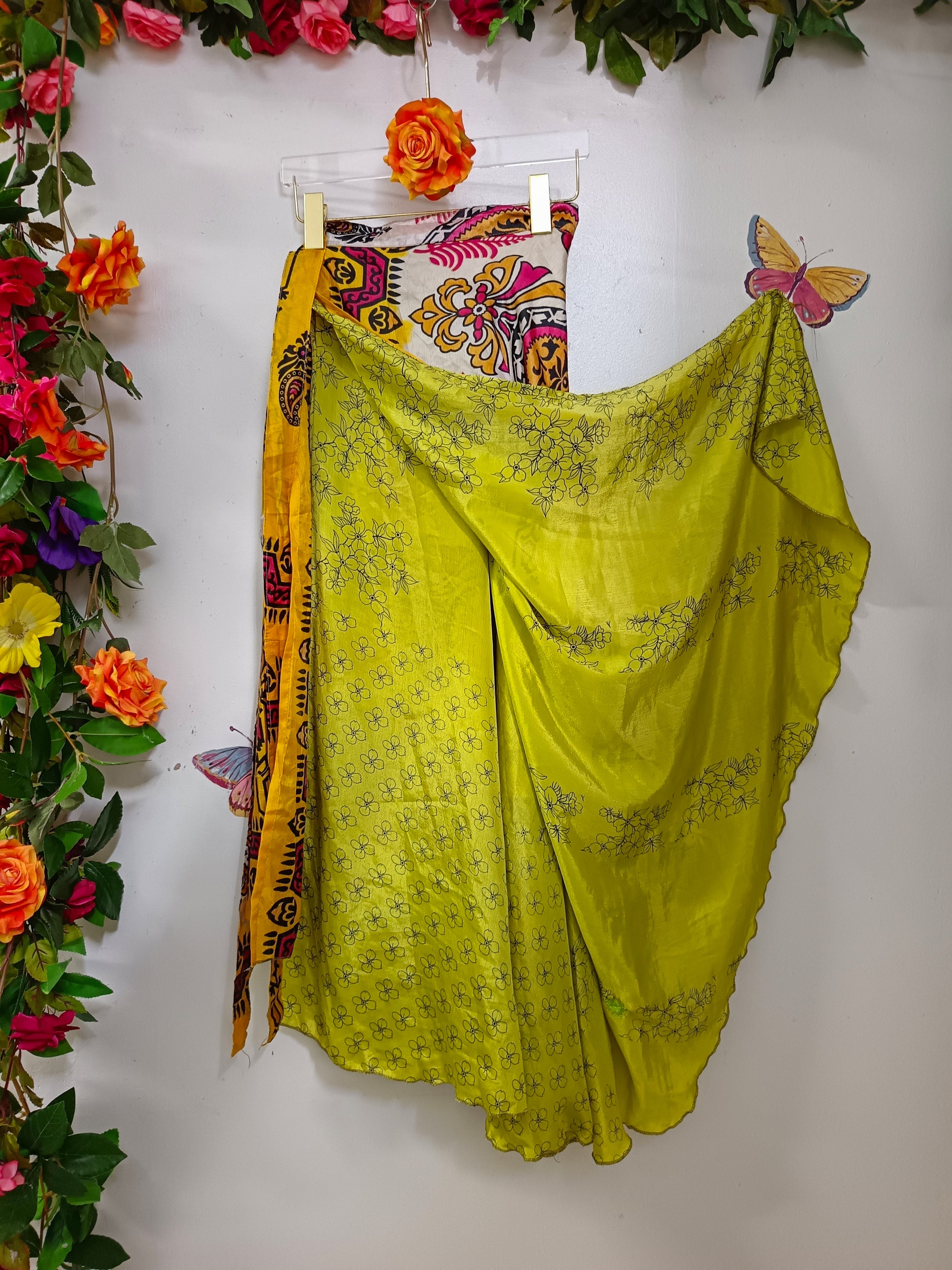 Upcycled Silk Reversible Wrap Skirt