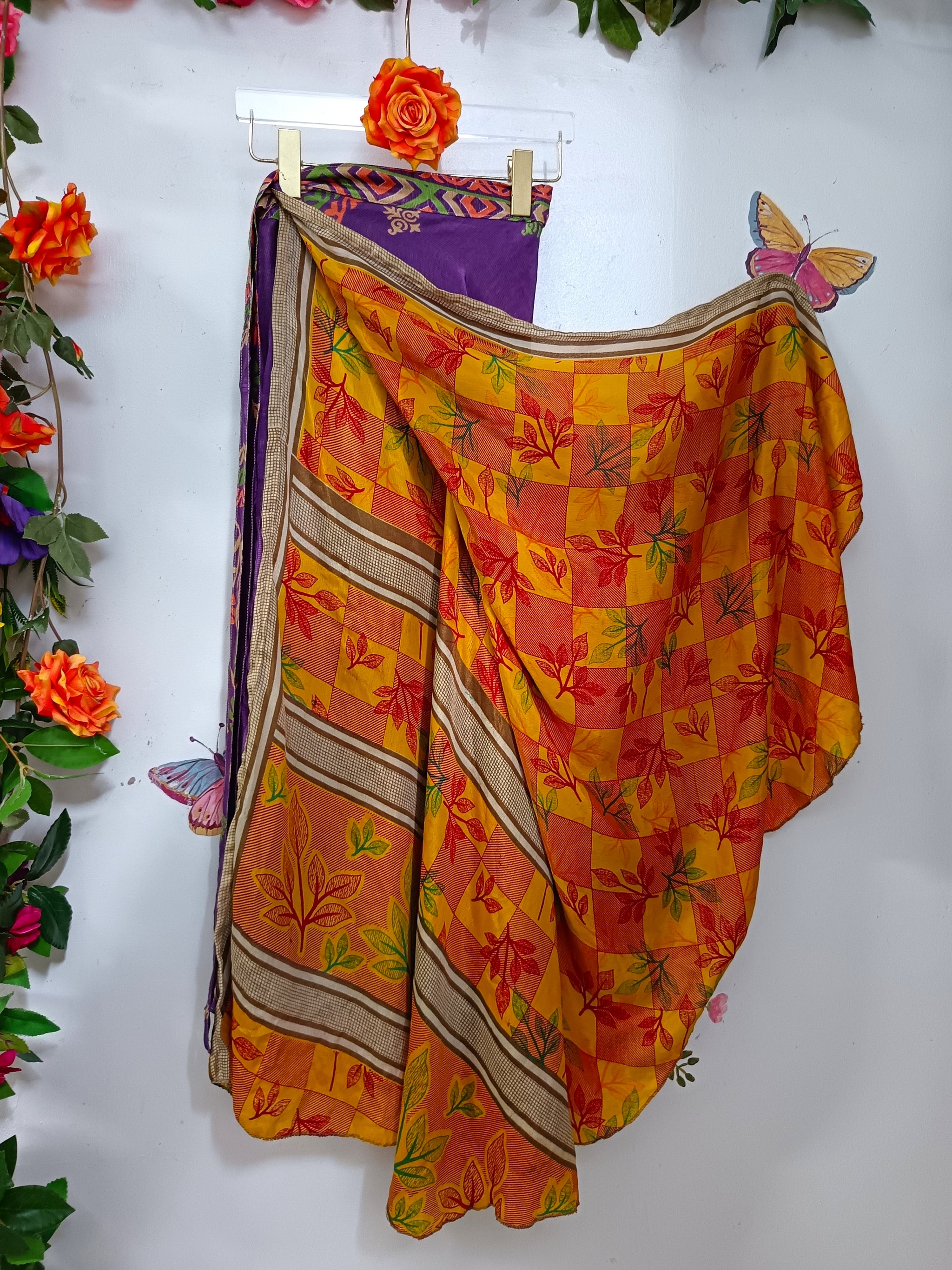 Upcycled Silk Reversible Wrap Skirt