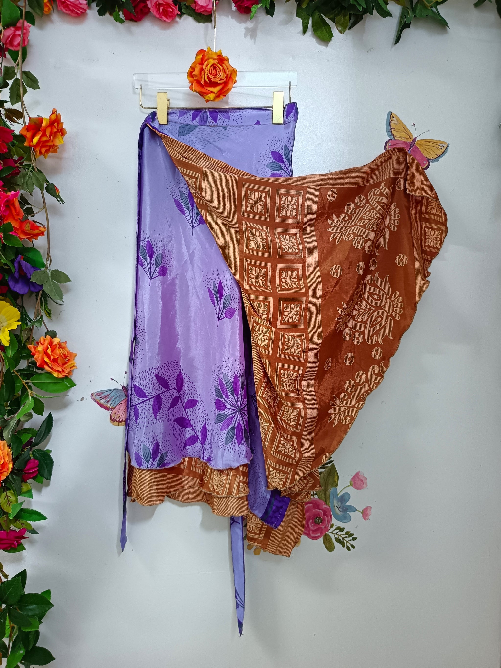 Upcycled Silk Reversible Wrap Skirt