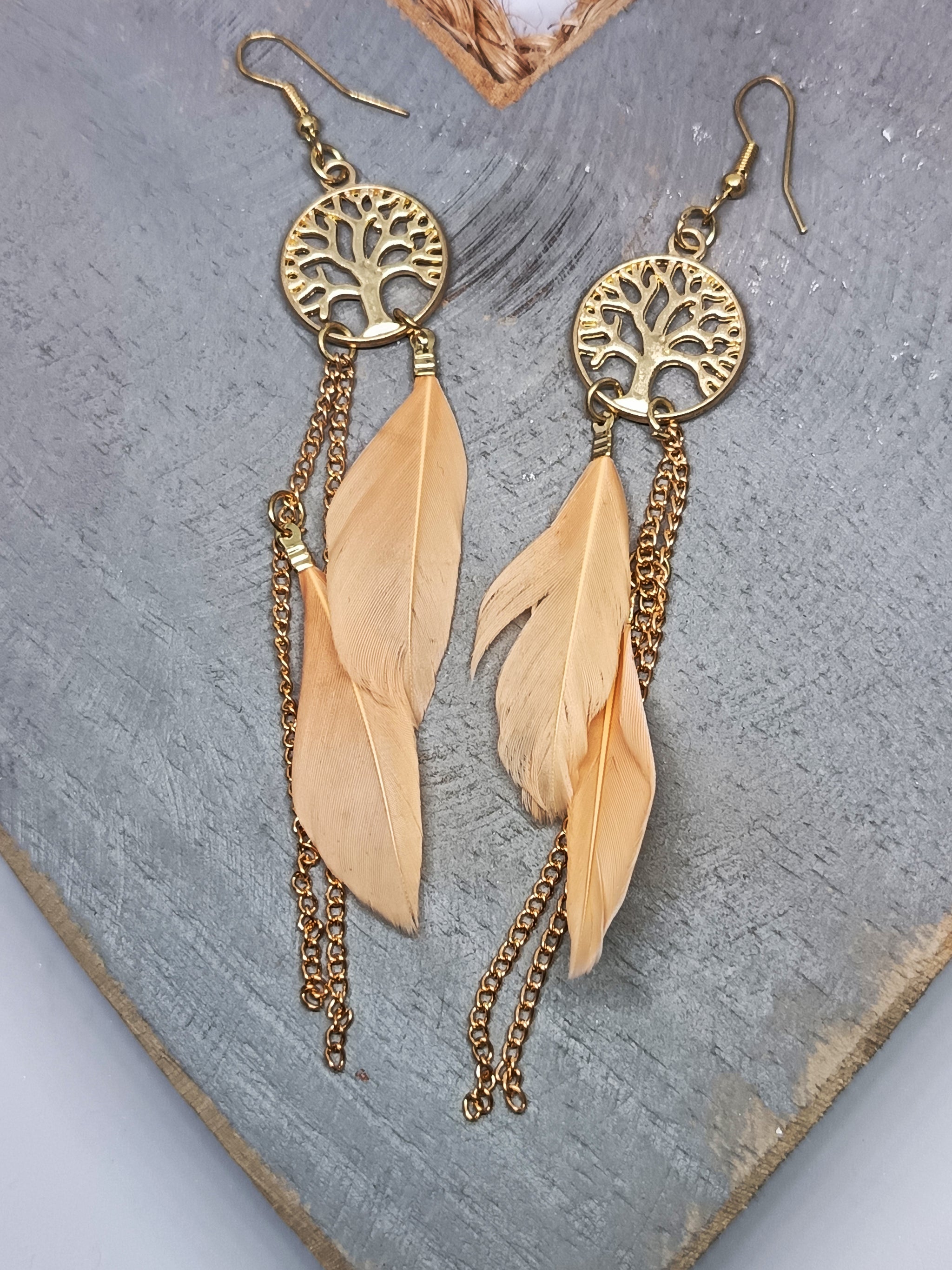 Feather Chain Tree Of Life Earings