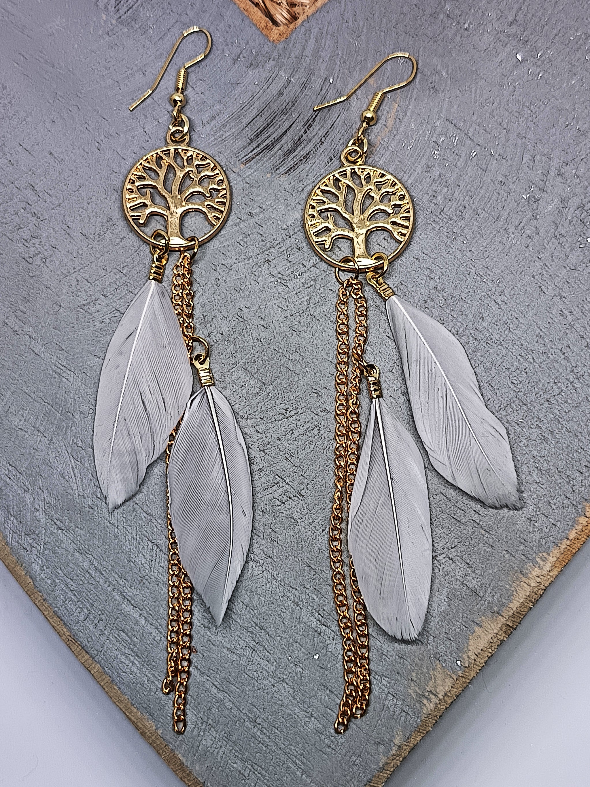Feather Chain Tree Of Life Earings