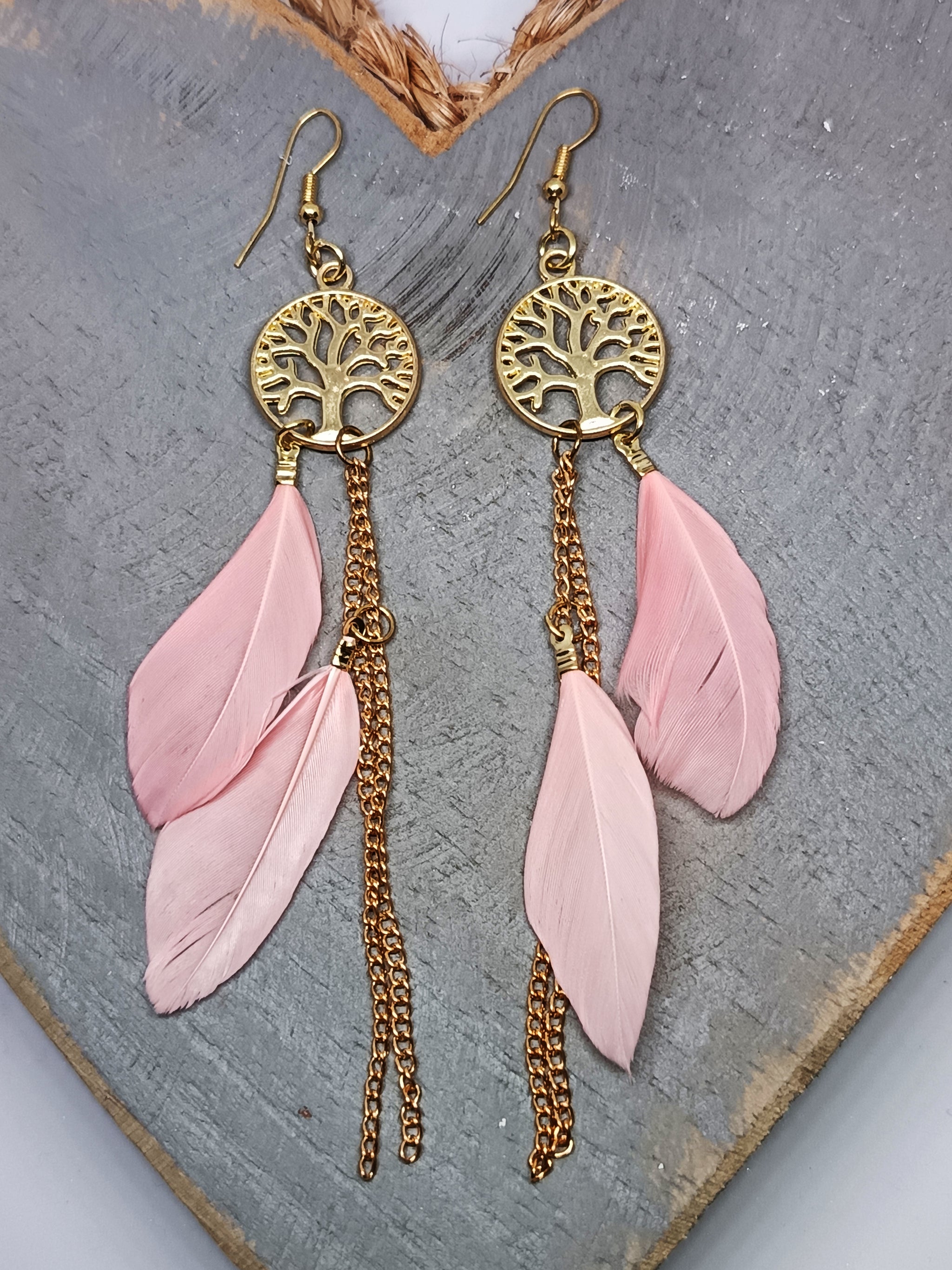 Feather Chain Tree Of Life Earings