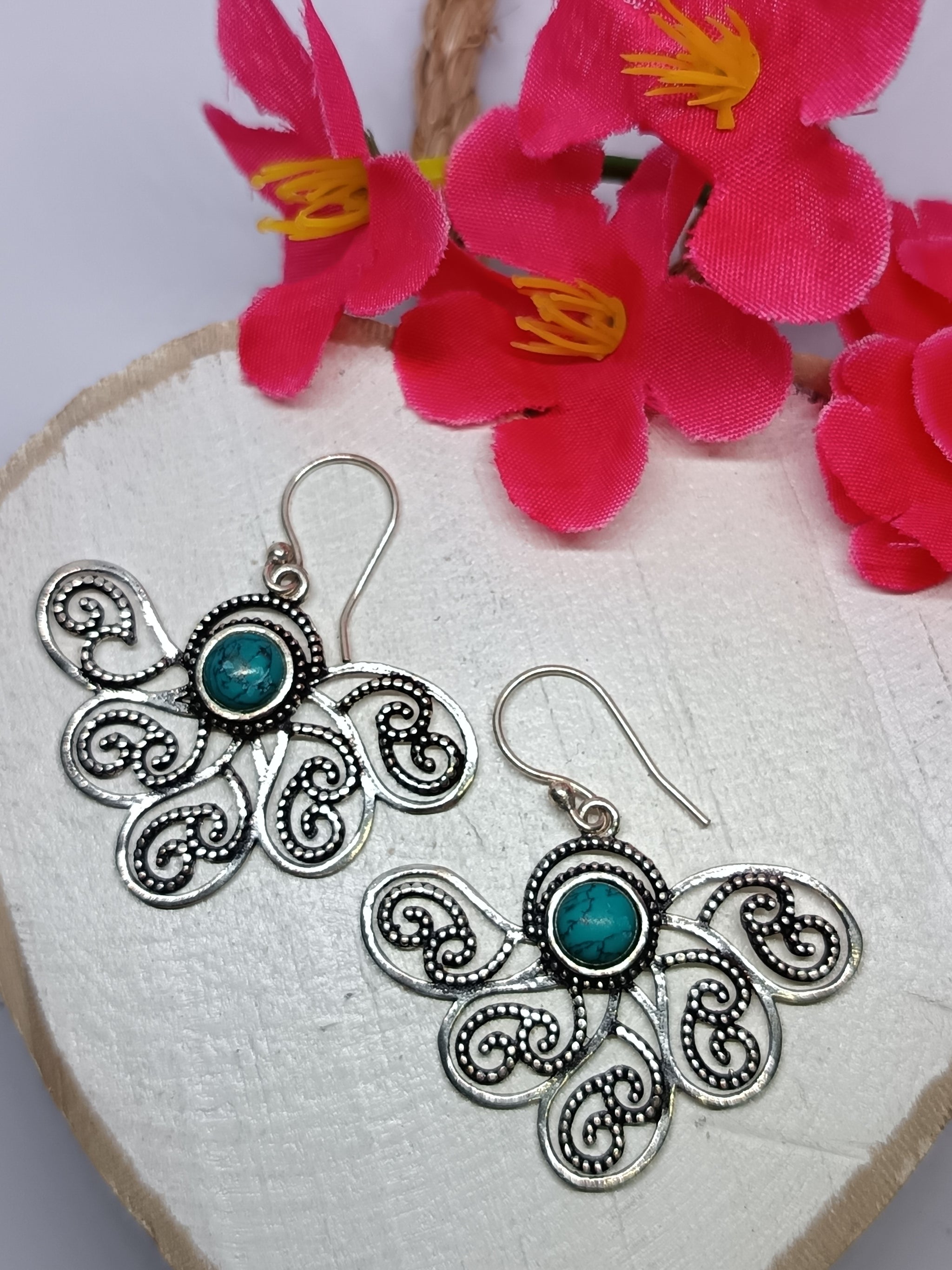 Peacock Bloom Gemstone Earings