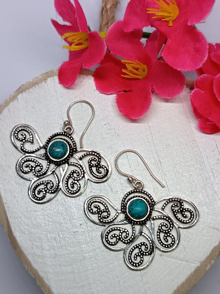Peacock Bloom Gemstone Earings
