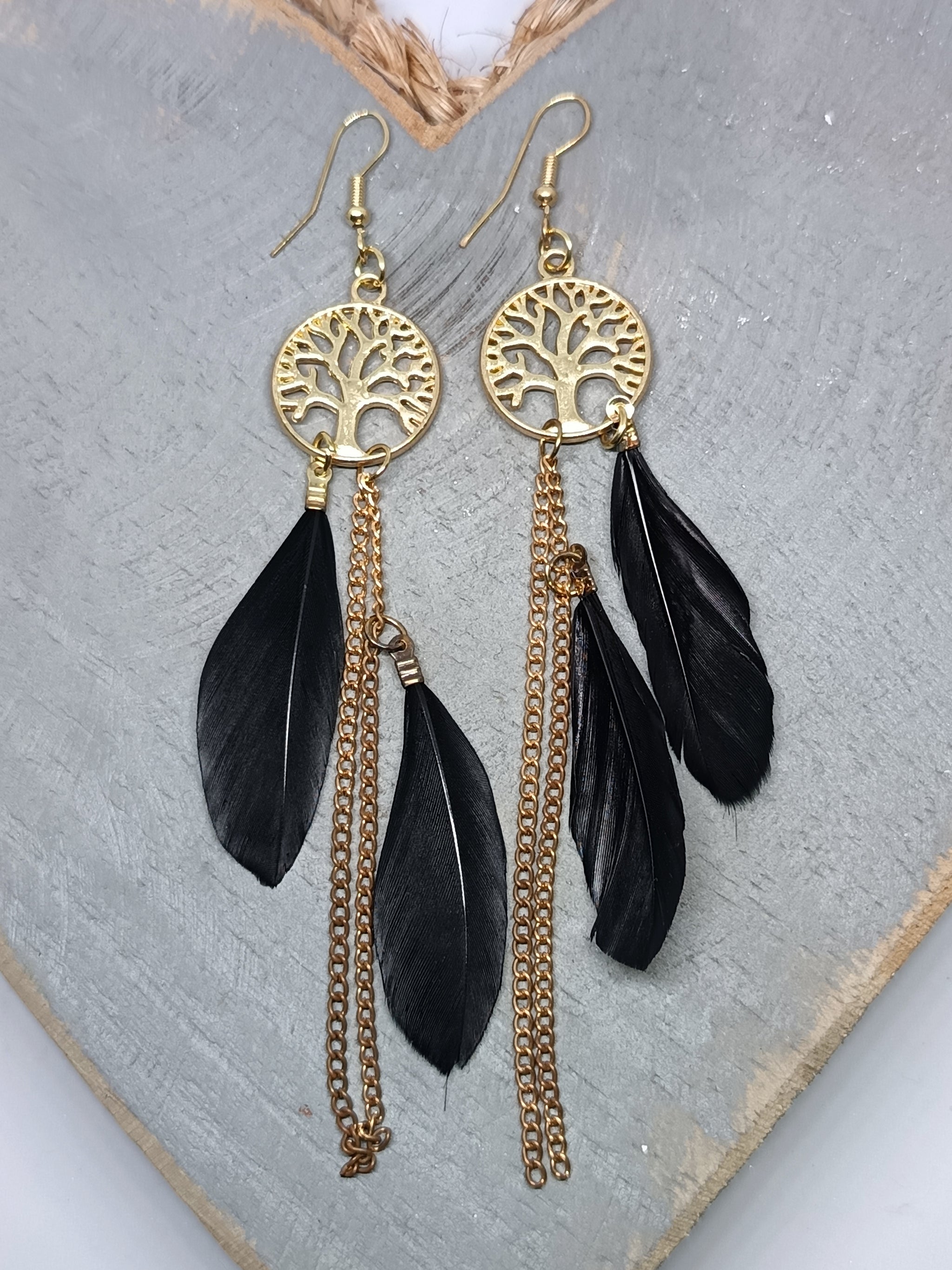 Feather Chain Tree Of Life Earings