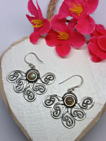 Peacock Bloom Gemstone Earings