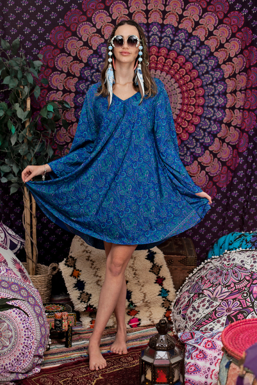 Sunmoon Long-Sleeve Shift Dress