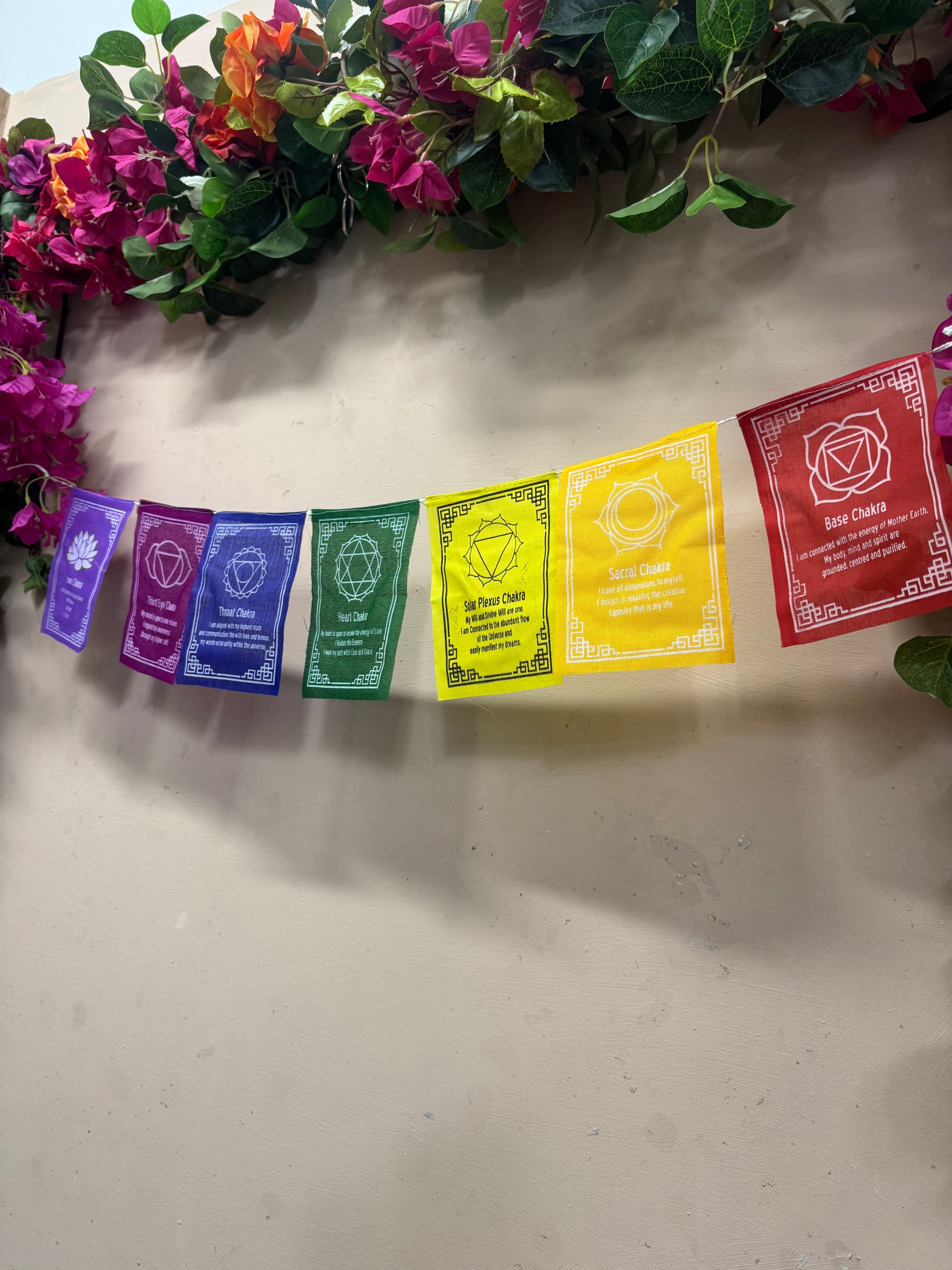 Chakra Affirmation Prayer Flag - 80cm.
