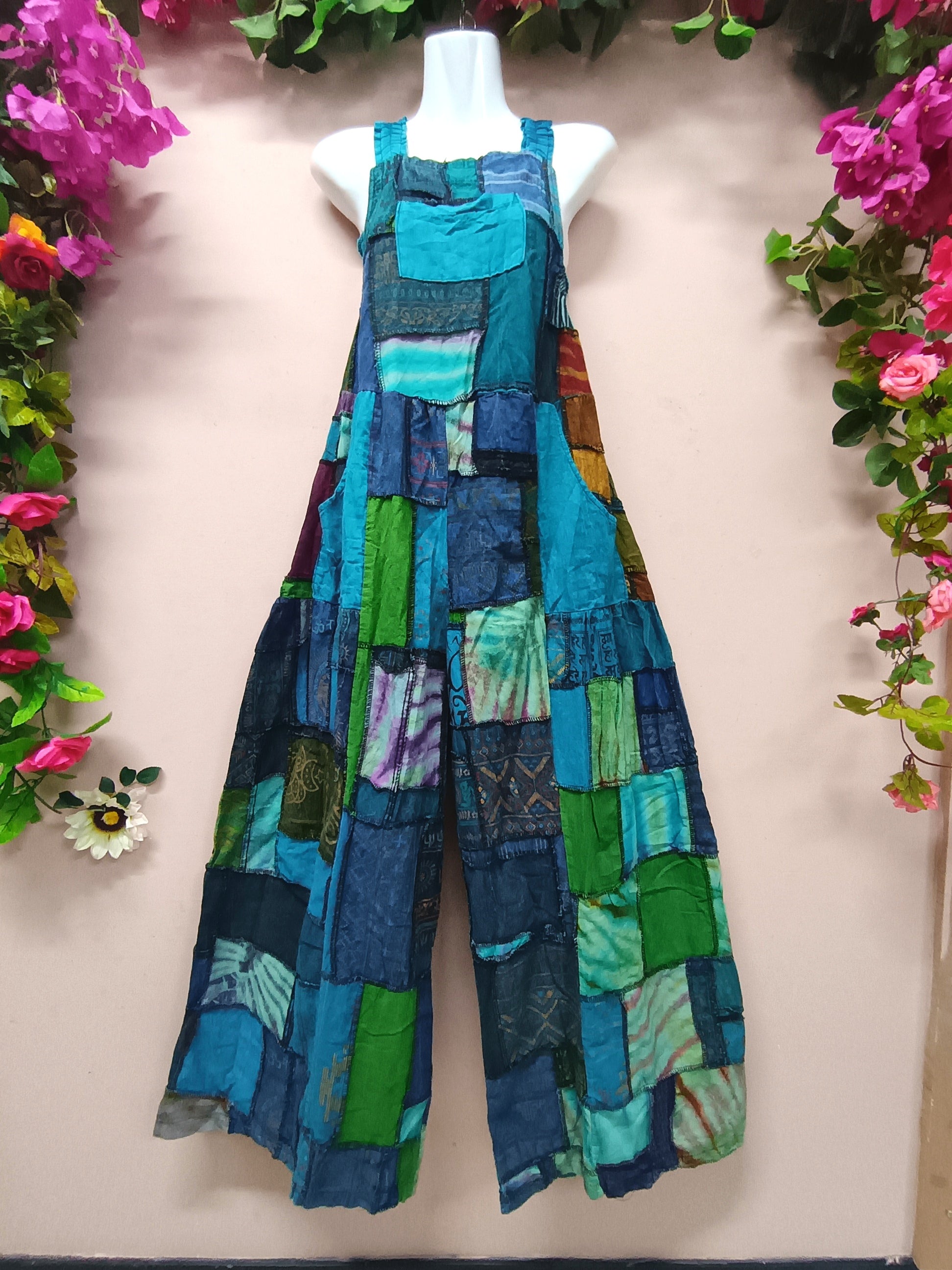 My Thai Wide-Leg Patchwork Dungaree