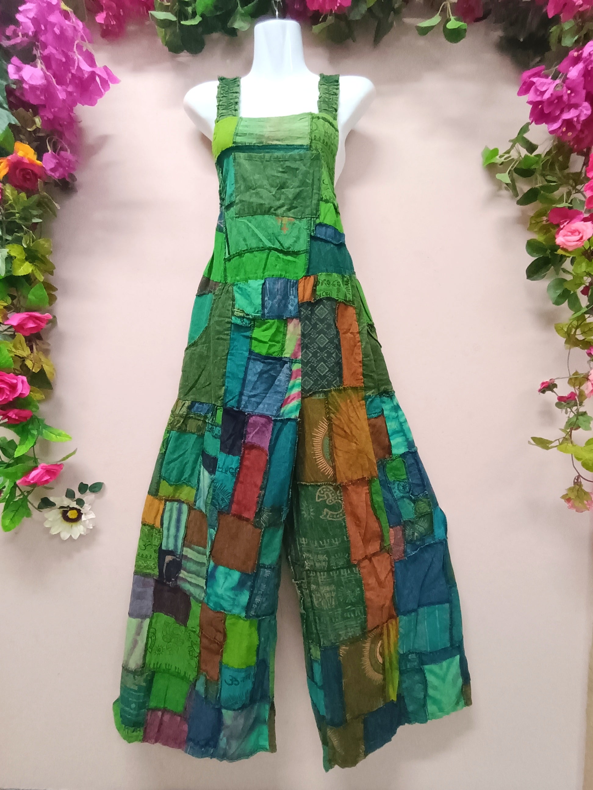 My Thai Wide-Leg Patchwork Dungaree
