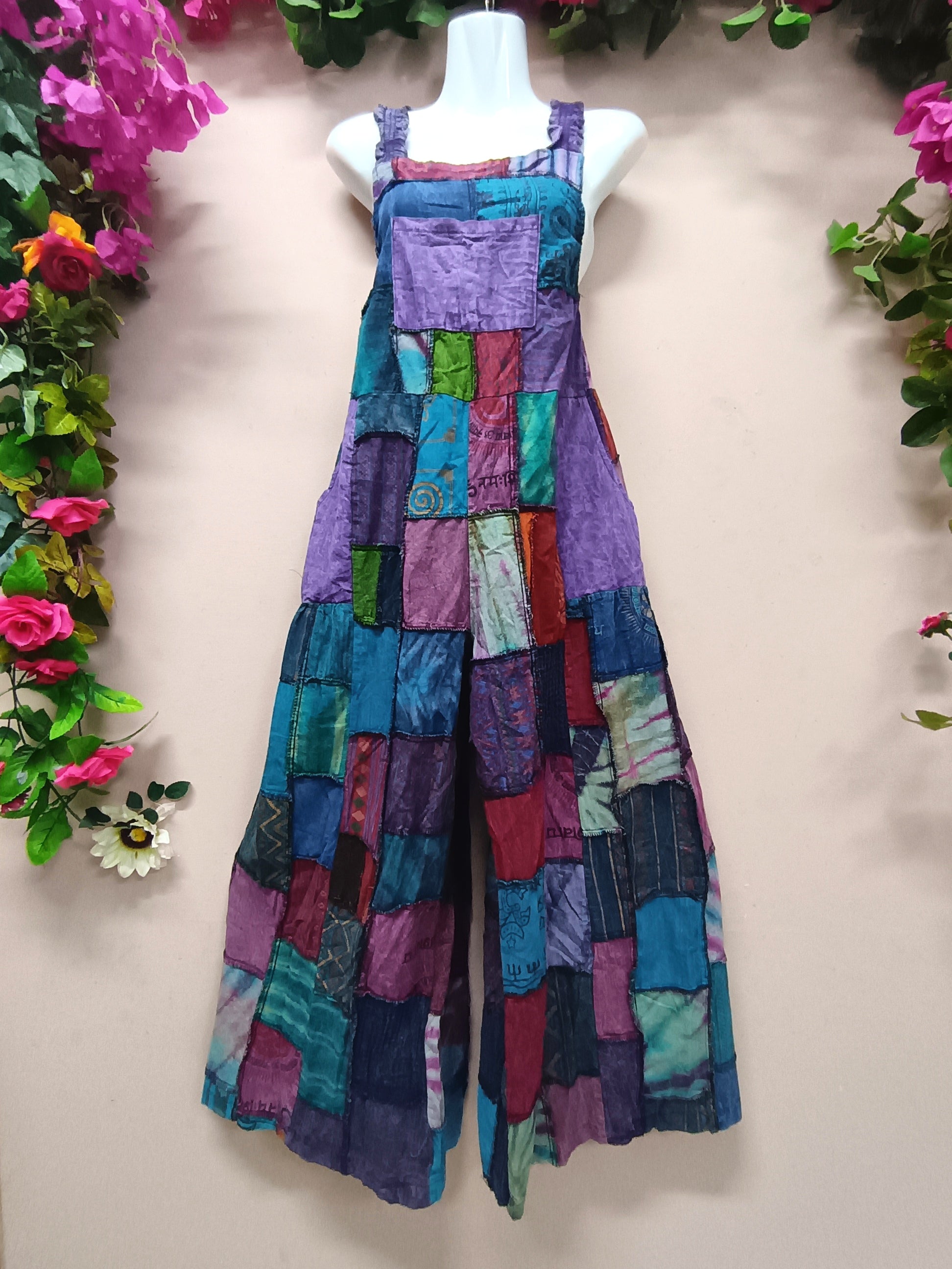 My Thai Wide-Leg Patchwork Dungaree