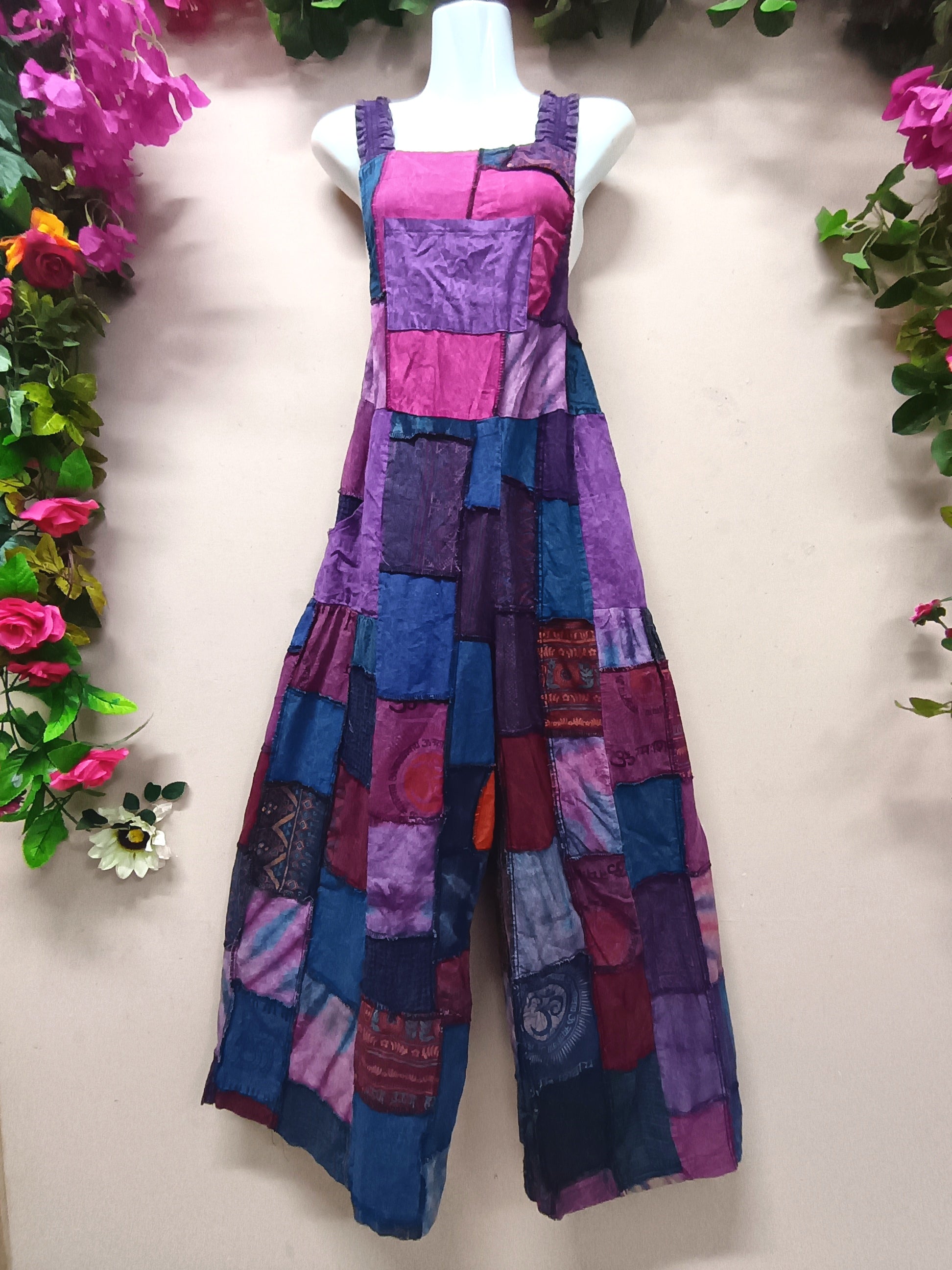 My Thai Wide-Leg Patchwork Dungaree