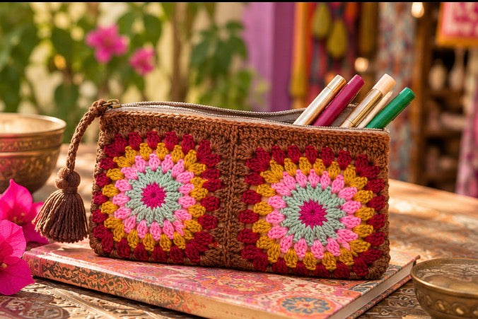 Granny Bloom Crochet Pouch