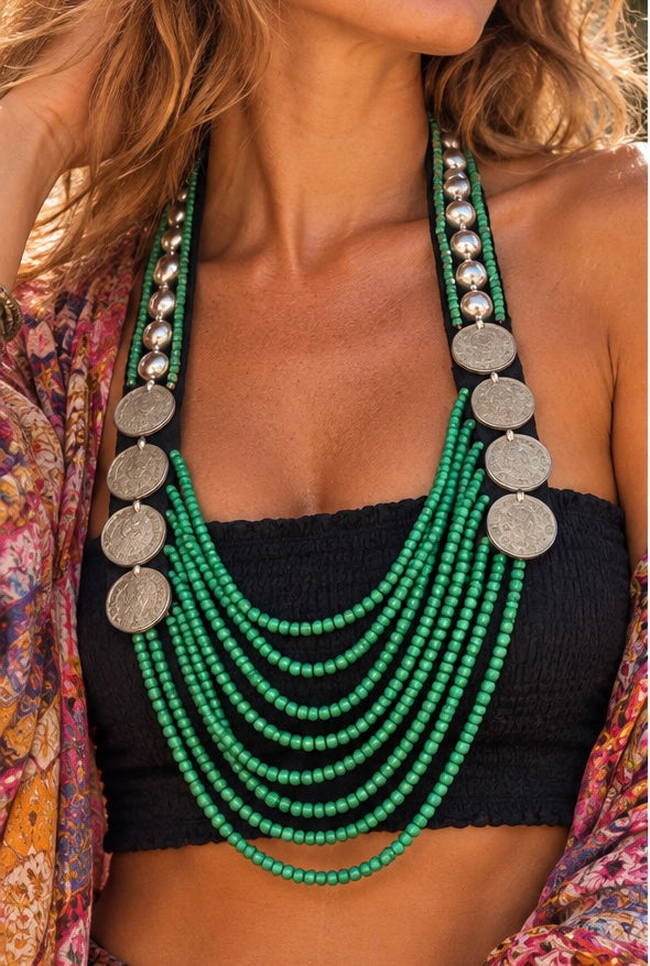Bohemian Cascade Coin Necklace