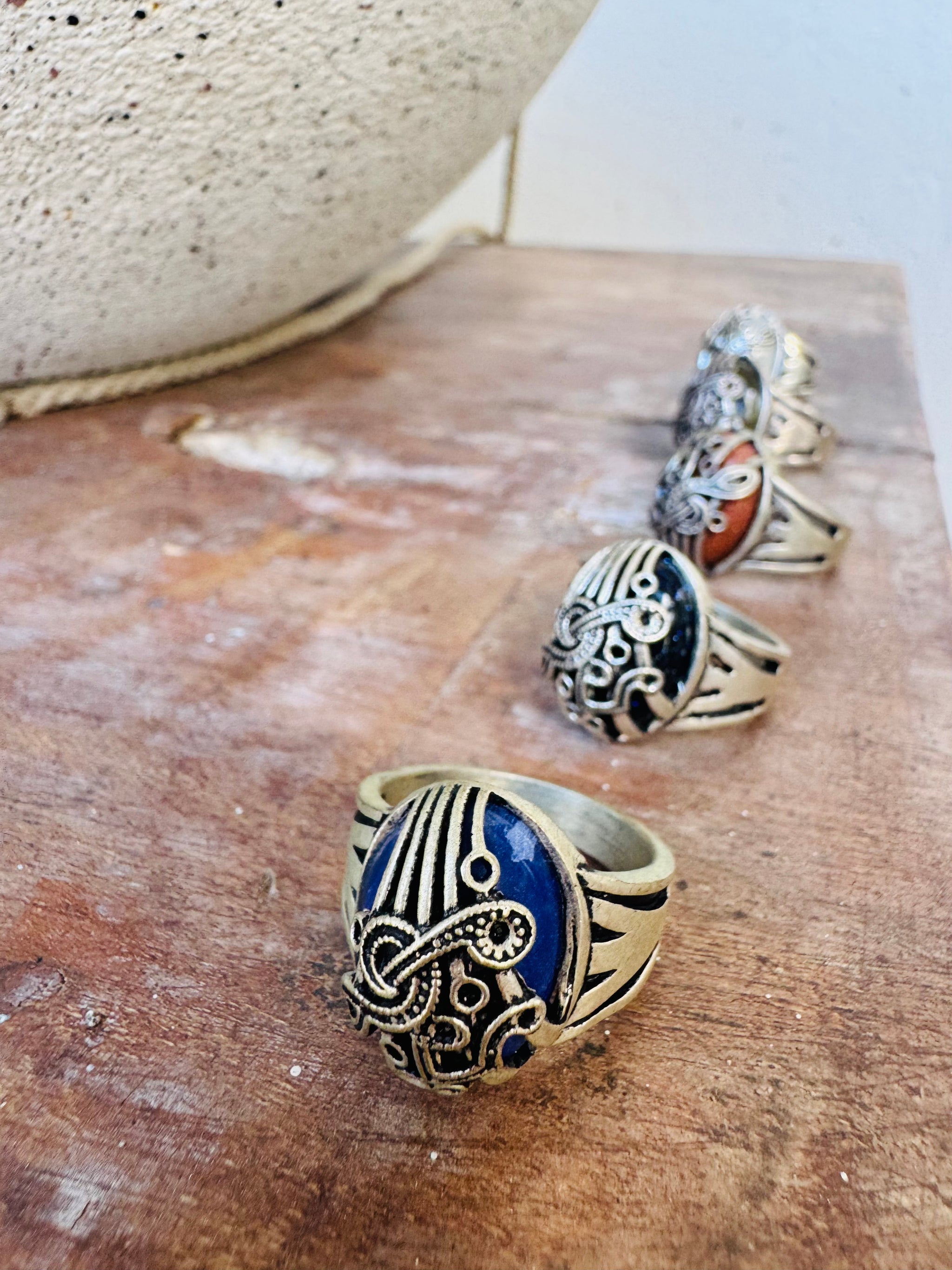 Silver Stone Shield Ring