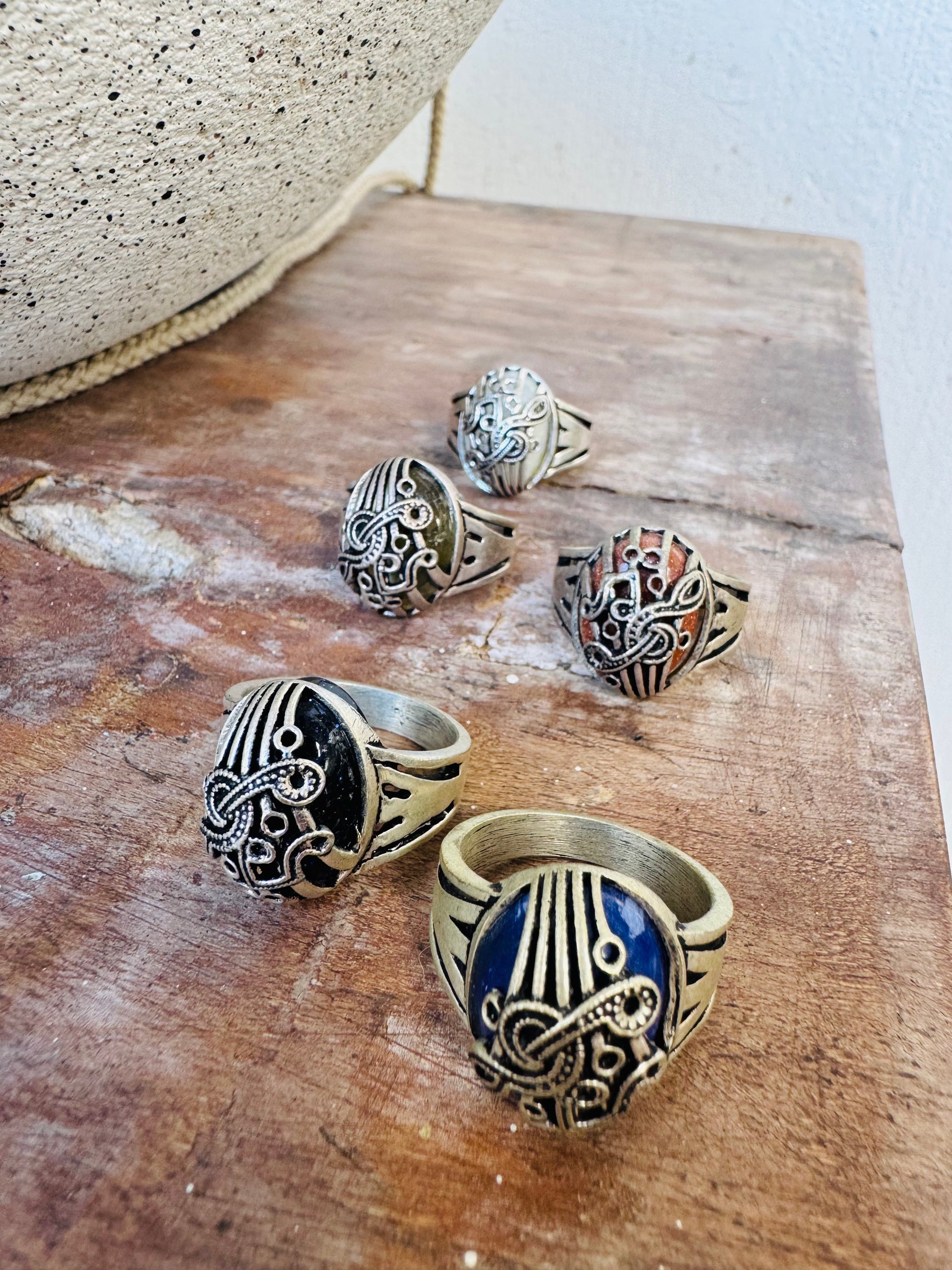 Silver Stone Shield Ring