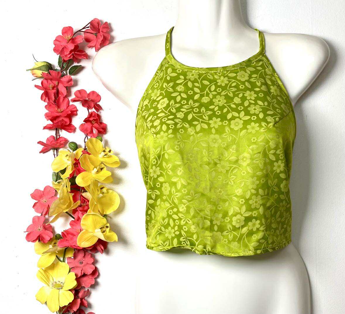 Vietnamese Silk Halter Crop Top