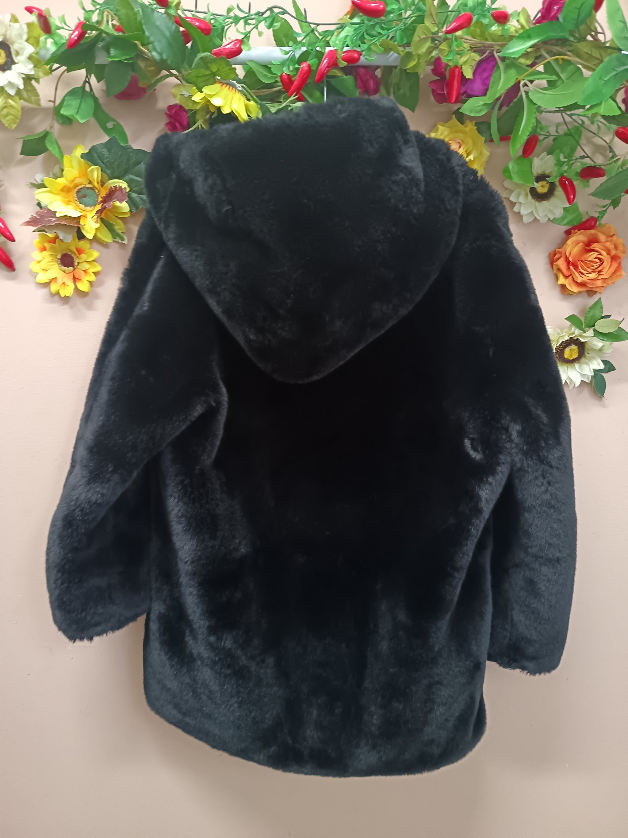 Midnight Luxe Double-Breasted Faux Fur Coat