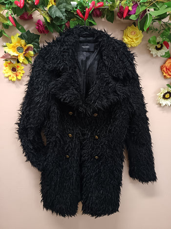Midnight Shaggy Chic Long Coat